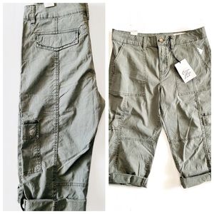 Cosmic Blue Love Olive Green Cargo Capri